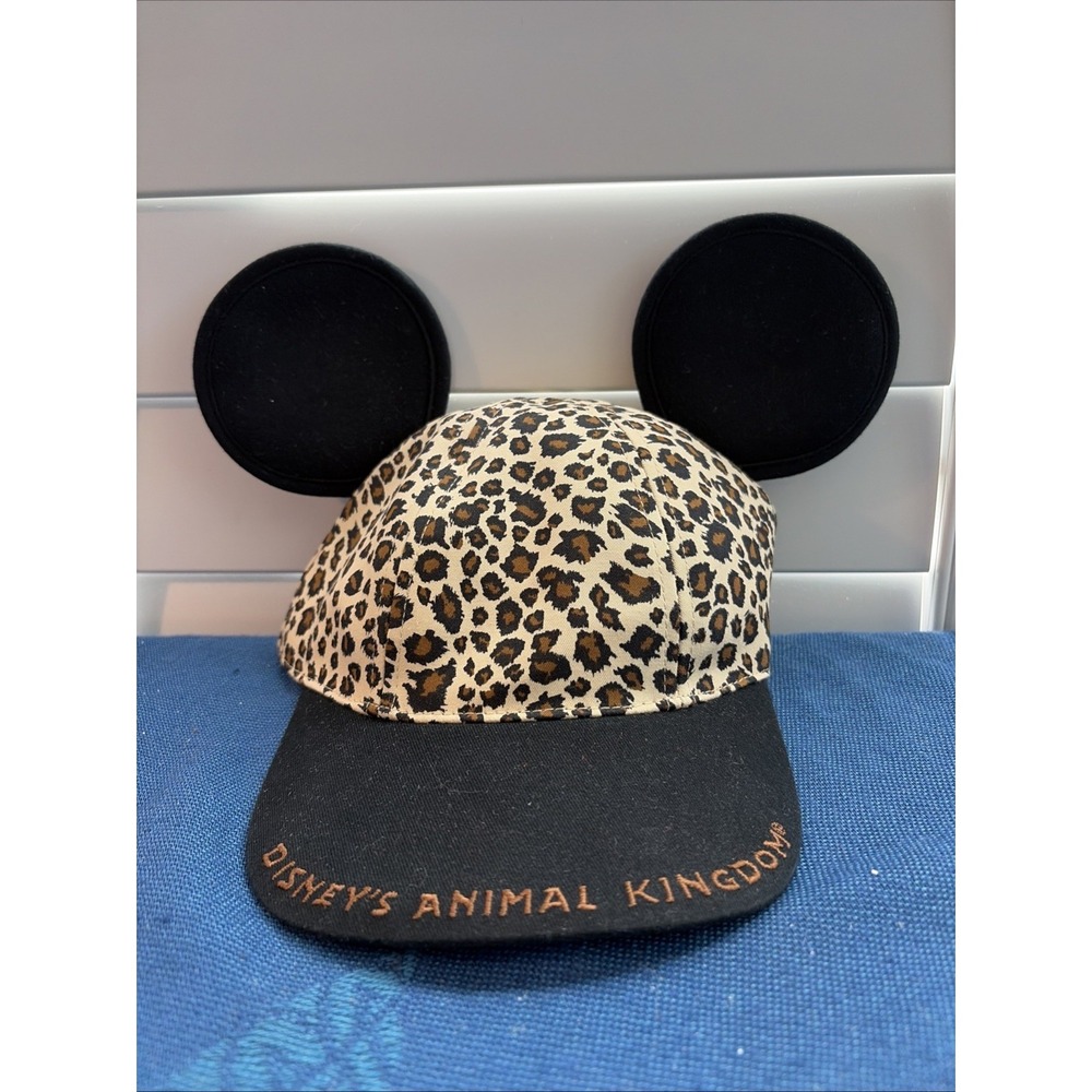 Disney World Animal Kingdom Cheetah Print Kids Baseball Cap Hat With Ears Vtg - Picture 1 of 6